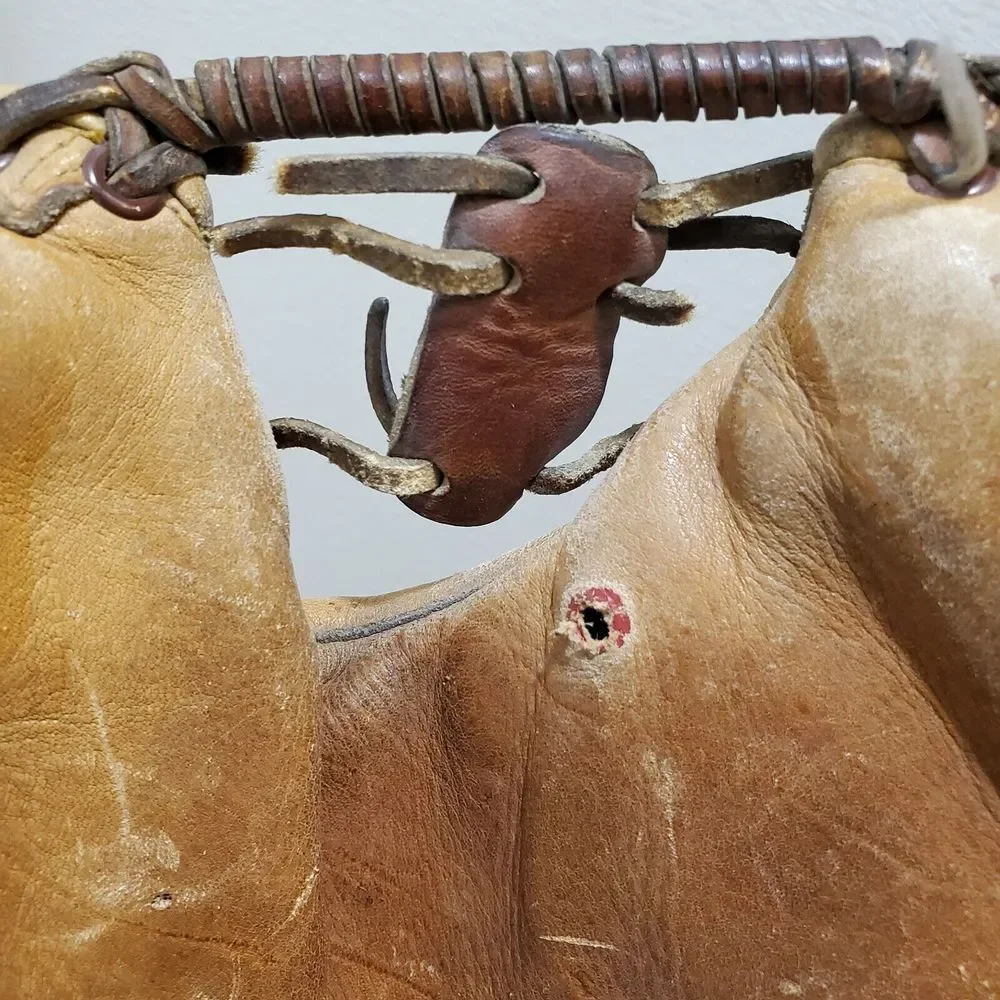 Vintage Rawlings Padded Leather L/H Catchers Mitt Glove Hinged Pad SM 300-G READ